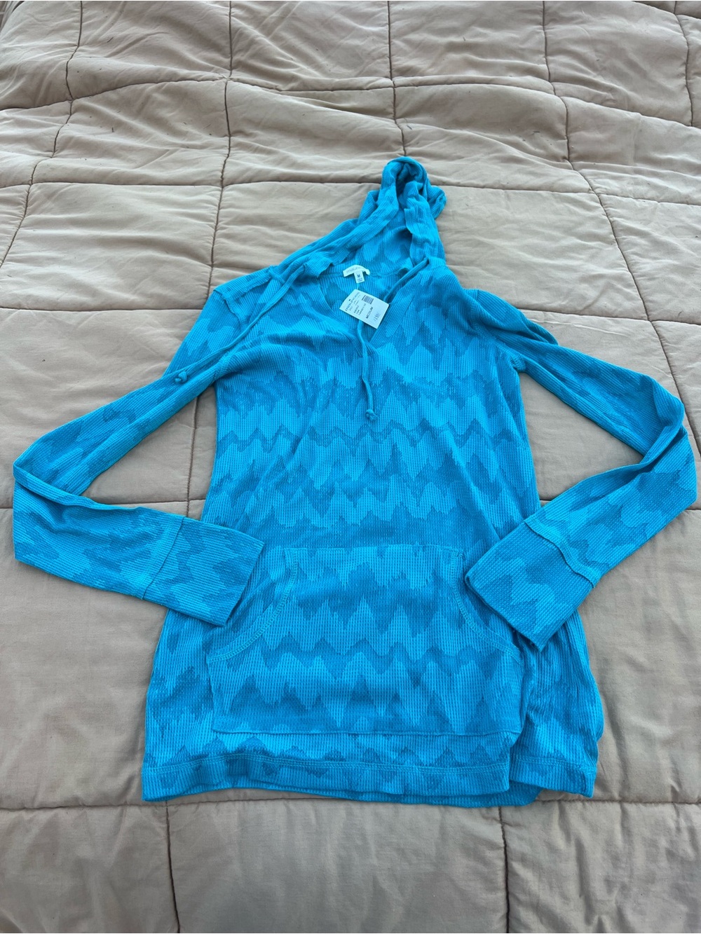 NWT Maurice’s Turquoise Sheer ZigZag Lightweight Hoodie Size Medium